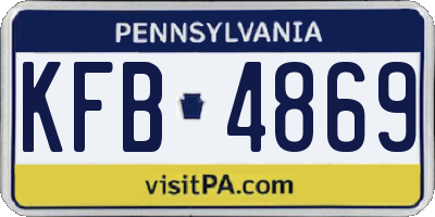 PA license plate KFB4869