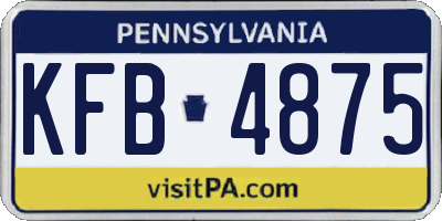 PA license plate KFB4875