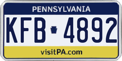 PA license plate KFB4892