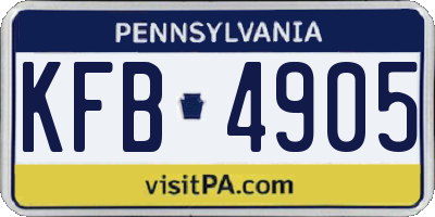 PA license plate KFB4905