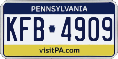 PA license plate KFB4909