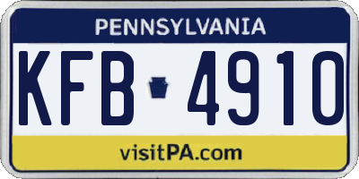 PA license plate KFB4910