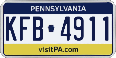 PA license plate KFB4911