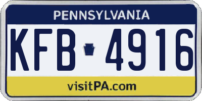 PA license plate KFB4916