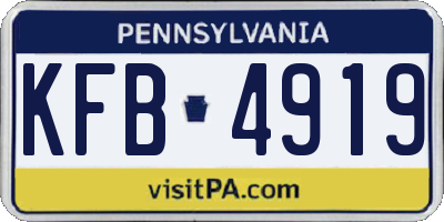 PA license plate KFB4919