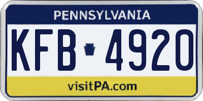 PA license plate KFB4920