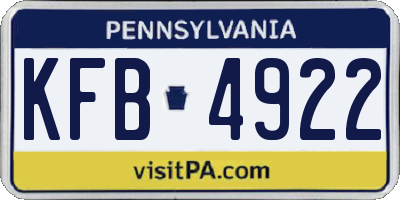 PA license plate KFB4922