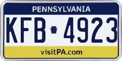 PA license plate KFB4923