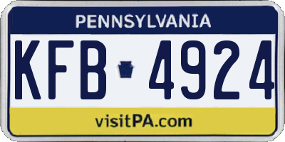 PA license plate KFB4924