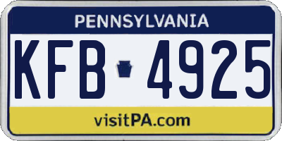 PA license plate KFB4925