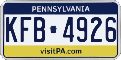 PA license plate KFB4926