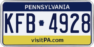 PA license plate KFB4928