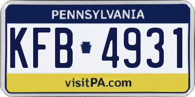 PA license plate KFB4931