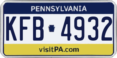 PA license plate KFB4932
