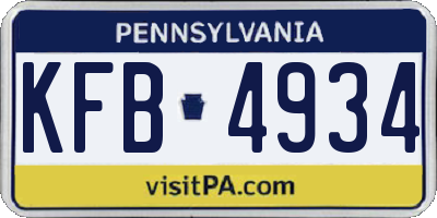 PA license plate KFB4934