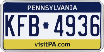 PA license plate KFB4936
