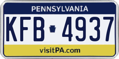 PA license plate KFB4937