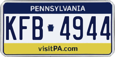PA license plate KFB4944