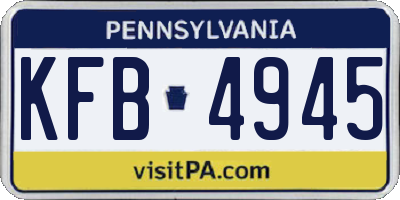 PA license plate KFB4945