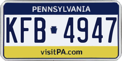 PA license plate KFB4947