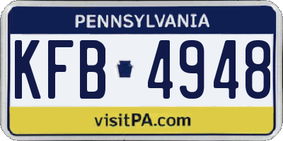 PA license plate KFB4948