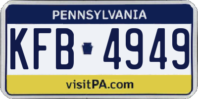 PA license plate KFB4949