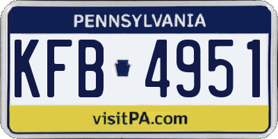 PA license plate KFB4951