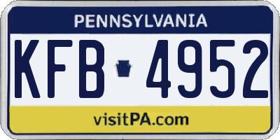 PA license plate KFB4952