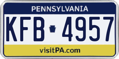 PA license plate KFB4957