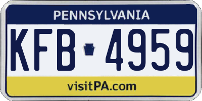 PA license plate KFB4959