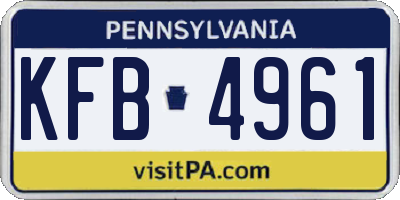 PA license plate KFB4961