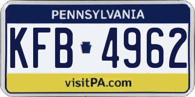 PA license plate KFB4962