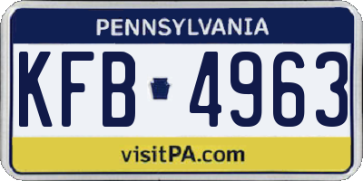 PA license plate KFB4963