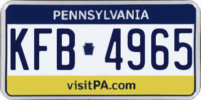 PA license plate KFB4965