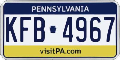PA license plate KFB4967