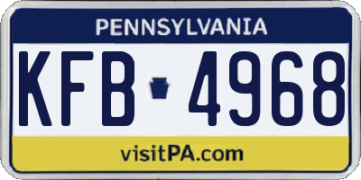 PA license plate KFB4968