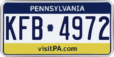 PA license plate KFB4972