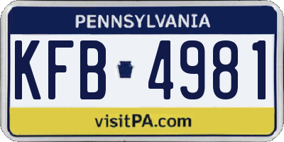 PA license plate KFB4981