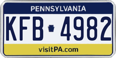 PA license plate KFB4982