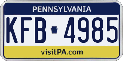 PA license plate KFB4985