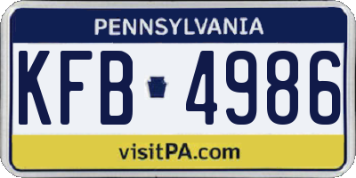 PA license plate KFB4986