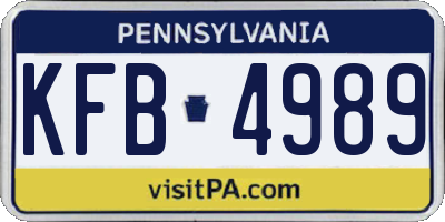 PA license plate KFB4989