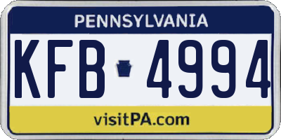 PA license plate KFB4994