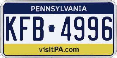 PA license plate KFB4996