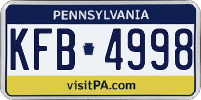 PA license plate KFB4998