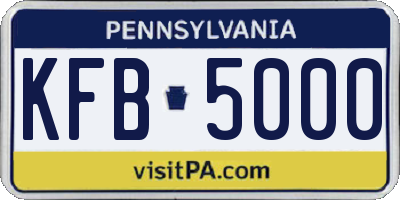 PA license plate KFB5000