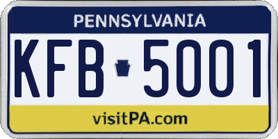 PA license plate KFB5001