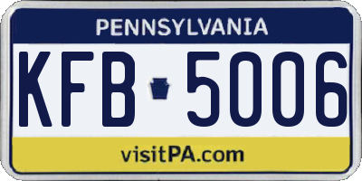 PA license plate KFB5006