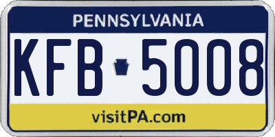 PA license plate KFB5008