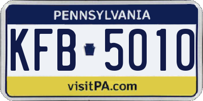 PA license plate KFB5010